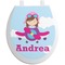 Airplane & Girl Pilot Toilet Seat Decal - Round (Personalized)