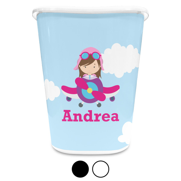 Airplane & Girl Pilot Custom Waste Basket