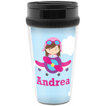 Airplane & Girl Pilot Acrylic Travel Mug without Handle (Personalized)