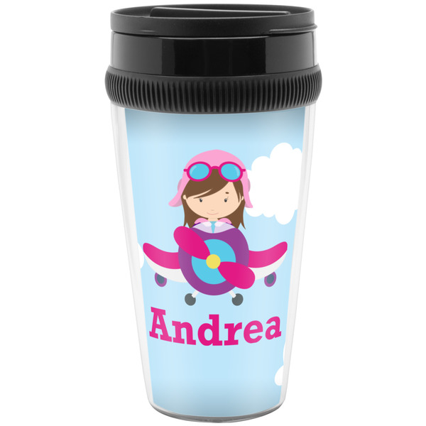 Airplane & Girl Pilot Travel Mug (Personalized)