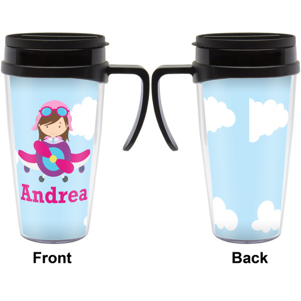 Airplane & Girl Pilot Travel Mug with Black Handle - Approval