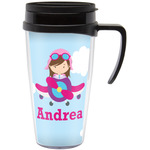 Airplane & Girl Pilot Acrylic Travel Mug with Handle (Personalized)
