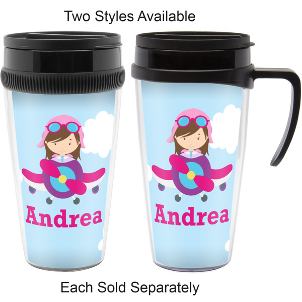 Airplane & Girl Pilot Travel Mugs - with & without Handle