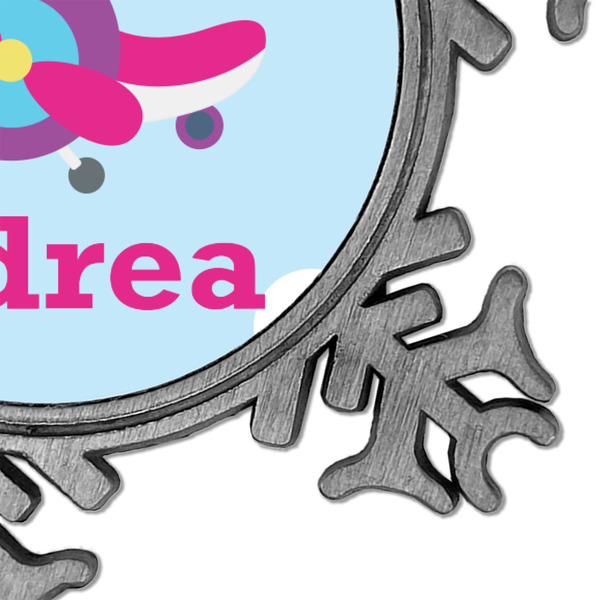 Airplane & Girl Pilot Vintage Snowflake - Detail