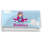 Airplane & Girl Pilot Vinyl Checkbook Cover (Personalized)