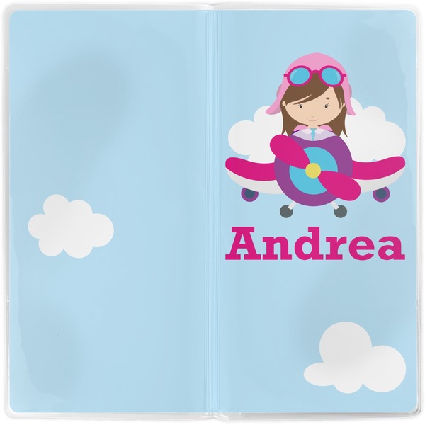 Airplane & Girl Pilot Vinyl Document Wallet - Apvl