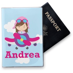 Airplane & Girl Pilot Vinyl Passport Holder (Personalized)