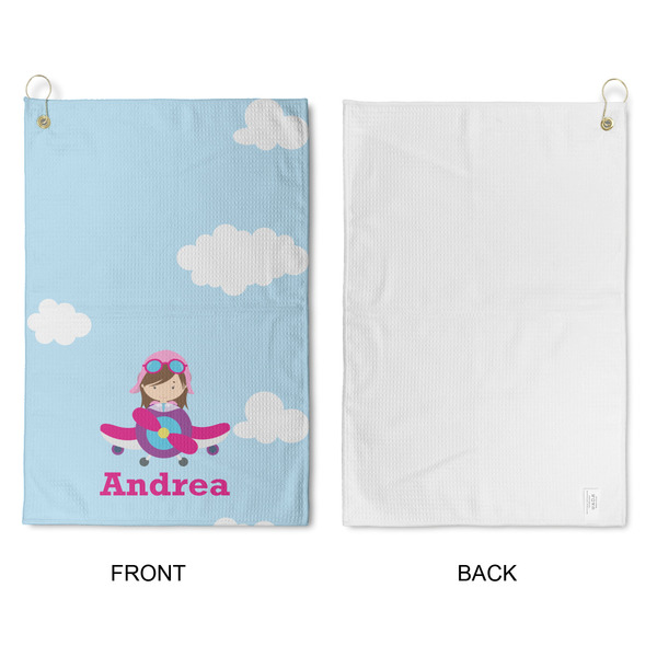 Airplane & Girl Pilot Waffle Weave Golf Towel - Approval