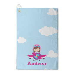 Airplane & Girl Pilot Waffle Weave Golf Towel (Personalized)