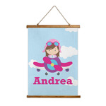 Airplane & Girl Pilot Wall Hanging Tapestry - Tall (Personalized)