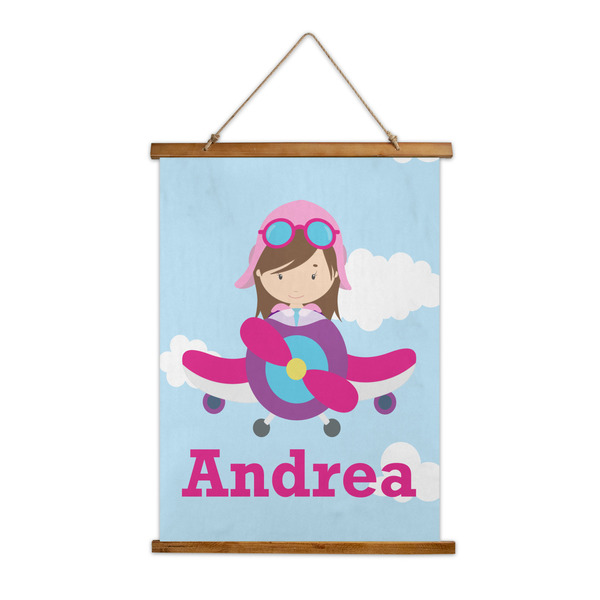 Custom Airplane & Girl Pilot Wall Hanging Tapestry - Tall (Personalized)