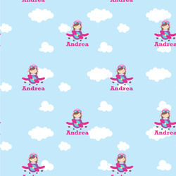 Airplane & Girl Pilot Wallpaper & Surface Covering (Water Activated 24"x 24" Sample)