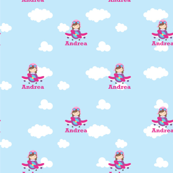 Airplane & Girl Pilot Wallpaper Square