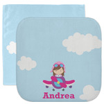 Airplane & Girl Pilot Facecloth / Wash Cloth (Personalized)