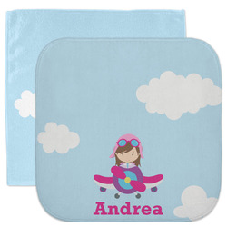 Airplane & Girl Pilot Facecloth / Wash Cloth (Personalized)