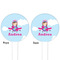 Airplane & Girl Pilot White Plastic 4" Food Pick - Round - Double Sided - Front & Back