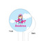 Airplane & Girl Pilot White Plastic 4" Food Pick - Round - Single Sided - Front & Back