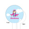 Airplane & Girl Pilot White Plastic 6" Food Pick - Round - Single Sided - Front & Back