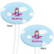 Airplane & Girl Pilot White Plastic 7" Stir Stick - Double Sided - Oval - Front & Back