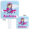 Airplane & Girl Pilot White Plastic Stir Stick - Double Sided - Approval