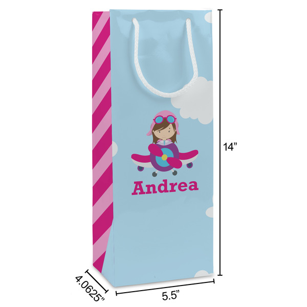 Airplane & Girl Pilot Wine Gift Bag - Dimensions