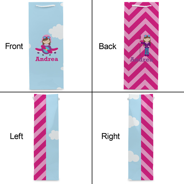 Airplane & Girl Pilot Wine Gift Bag - Gloss - Approval