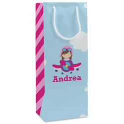 Airplane & Girl Pilot Wine Gift Bags - Gloss (Personalized)