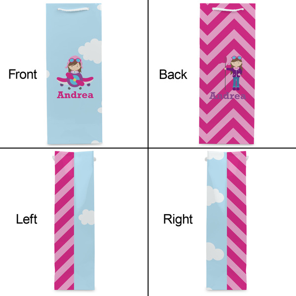 Airplane & Girl Pilot Wine Gift Bag - Matte - Approval