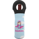 Airplane & Girl Pilot Wine Tote Bag (Personalized)