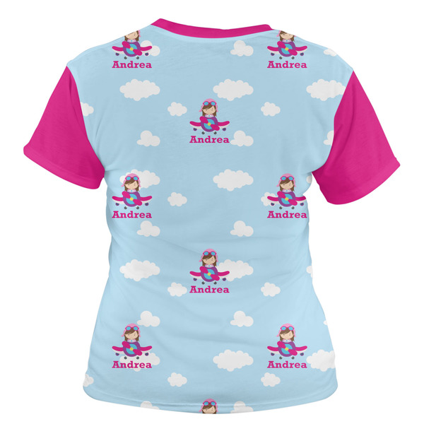 Airplane & Girl Pilot Women's T-shirt Back