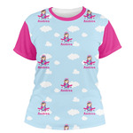 Airplane & Girl Pilot Women's Crew T-Shirt - Large (Personalized)