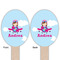 Airplane & Girl Pilot Wooden Food Pick - Oval - Double Sided - Front & Back