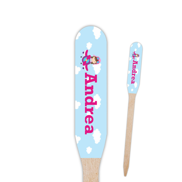 Custom Airplane & Girl Pilot Paddle Wooden Food Picks - Double Sided (Personalized)