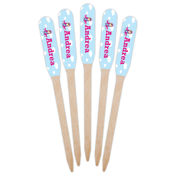 Airplane & Girl Pilot Wooden Food Pick - Paddle - Fan View