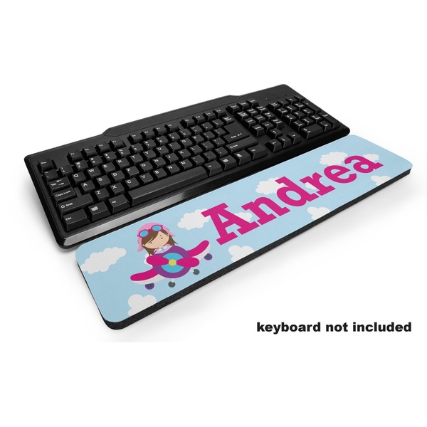 Custom Airplane & Girl Pilot Keyboard Wrist Rest (Personalized)