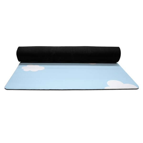 Airplane & Girl Pilot Yoga Mat Rolled up Black Rubber Backing