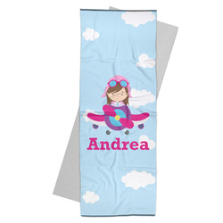Airplane & Girl Pilot Yoga Mat Towel (Personalized)