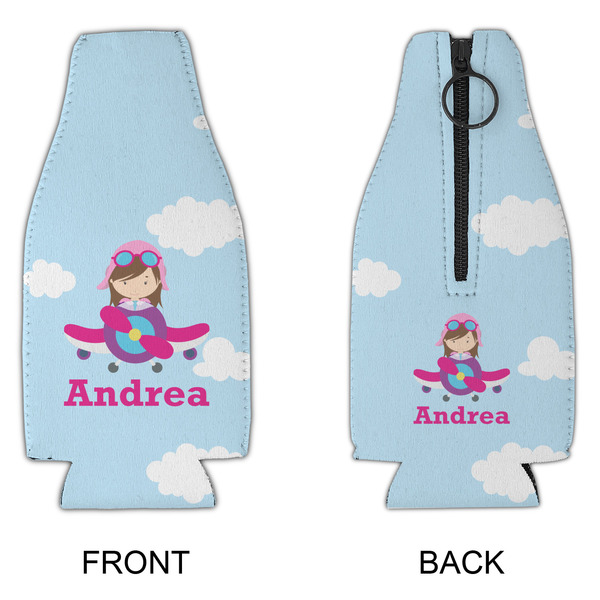 Airplane & Girl Pilot Zipper Bottle Cooler - APPROVAL