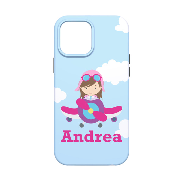 Airplane & Girl Pilot iPhone 13 Mini Tough Case - Back