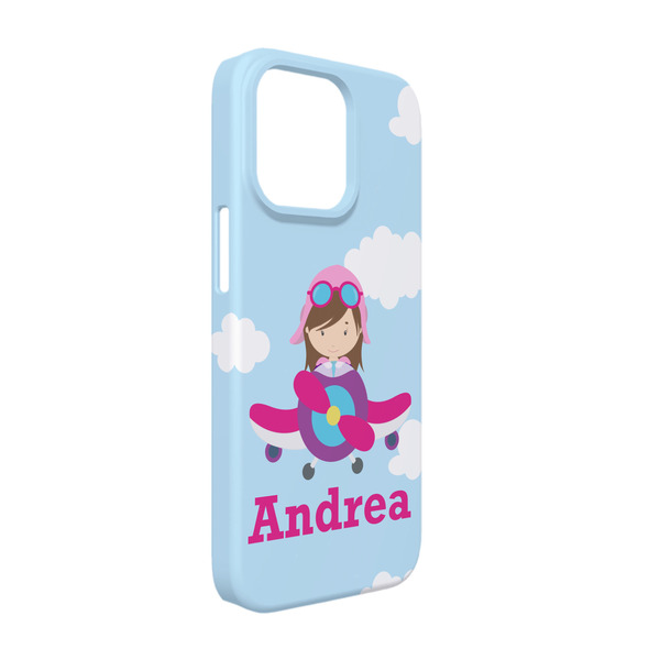 Custom Airplane & Girl Pilot iPhone Case - Plastic - iPhone 13 Pro (Personalized)