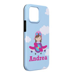Airplane & Girl Pilot iPhone Case - Rubber Lined - iPhone 13 Pro Max (Personalized)
