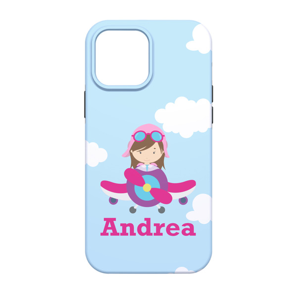 Airplane & Girl Pilot iPhone 13 Pro Tough Case - Back