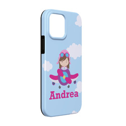 Airplane & Girl Pilot iPhone Case - Rubber Lined - iPhone 13 (Personalized)