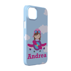 Airplane & Girl Pilot iPhone Case - Plastic - iPhone 14 Pro (Personalized)