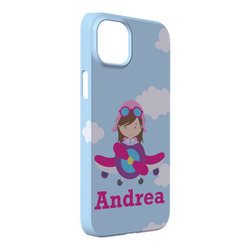 Airplane & Girl Pilot iPhone Case - Plastic - iPhone 14 Pro Max (Personalized)