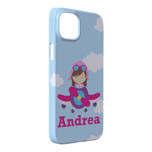 Custom Airplane & Girl Pilot iPhone Case - Plastic - iPhone 14 Pro Max (Personalized)