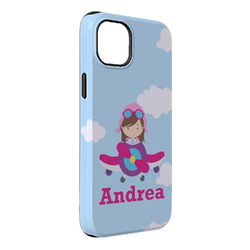 Airplane & Girl Pilot iPhone Case - Rubber Lined - iPhone 14 Pro Max (Personalized)
