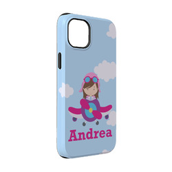 Airplane & Girl Pilot iPhone Case - Rubber Lined - iPhone 14 Pro (Personalized)