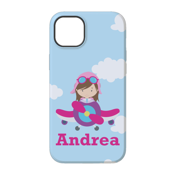 Airplane & Girl Pilot iPhone 14 Pro Tough Case - Back