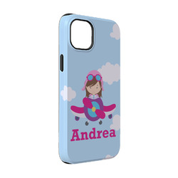 Airplane & Girl Pilot iPhone Case - Rubber Lined - iPhone 14 (Personalized)
